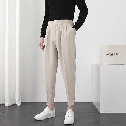 Men's Summer Loose Fit White Casual Trousers