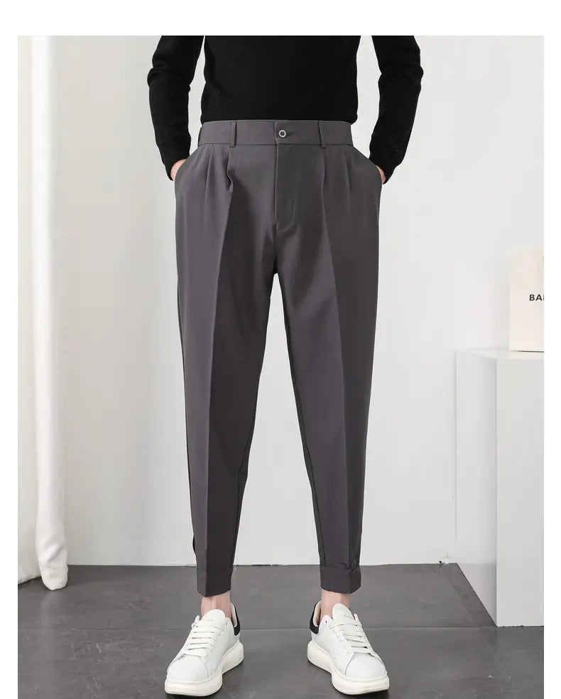 Men's Summer Loose Fit White Casual Trousers