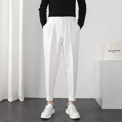 Men's Summer Loose Fit White Casual Trousers