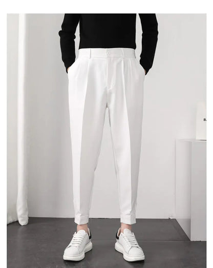 Men's Summer Loose Fit White Casual Trousers